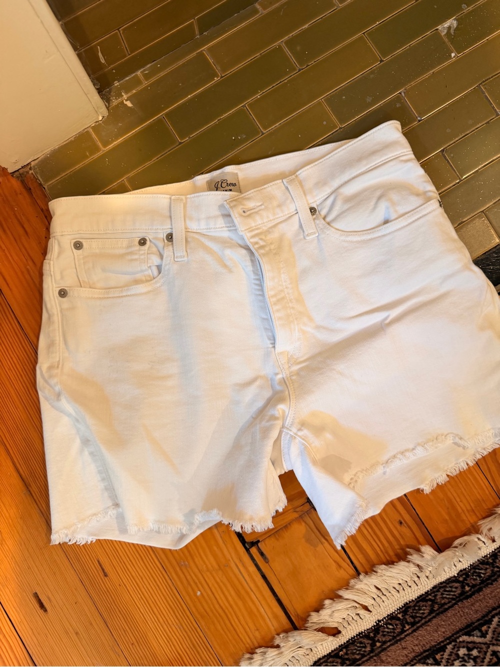 J. Crew White Denim Cutoff Shorts with Frayed Hem